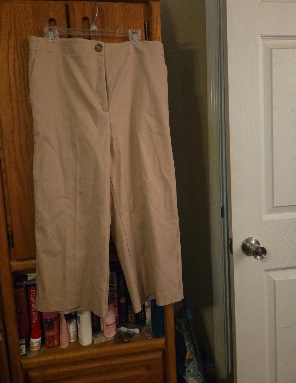 Ann Taylor Beige Cropped Wide-Leg Pants